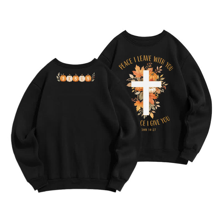 Christianartworkshop Jesus Herbst Kürbis Grafik Kuscheliges Fleece Sweatshirt - Schwarz - 2XL - image 9