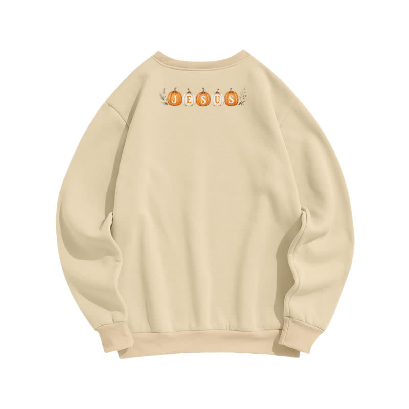 Christianartworkshop Jesus Herbst Kürbis Grafik Kuscheliges Fleece Sweatshirt - image 5