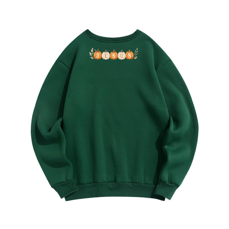 Christianartworkshop Jesus Herbst Kürbis Grafik Kuscheliges Fleece Sweatshirt - image 17