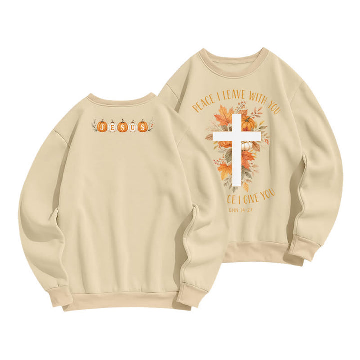 Christianartworkshop Jesus Herbst Kürbis Grafik Kuscheliges Fleece Sweatshirt - Aprikose - 2XL - image 3