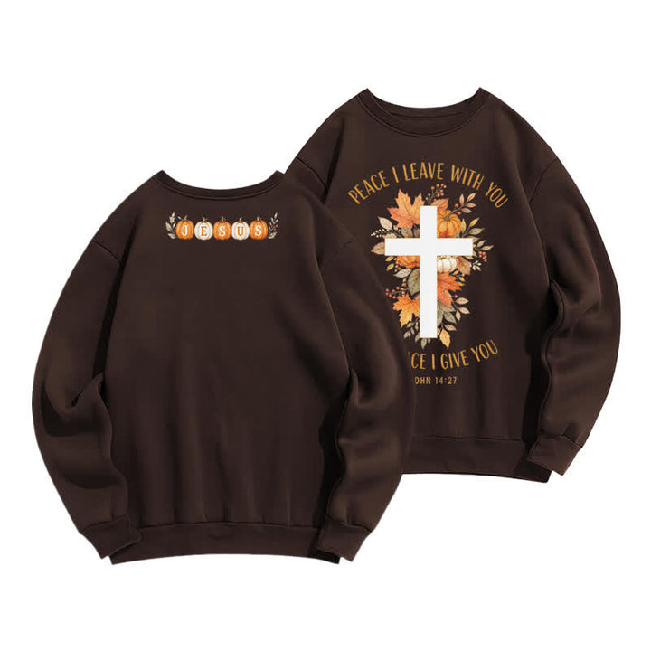 Christianartworkshop Jesus Herbst Kürbis Grafik Kuscheliges Fleece Sweatshirt - Braun - 2XL - image 6