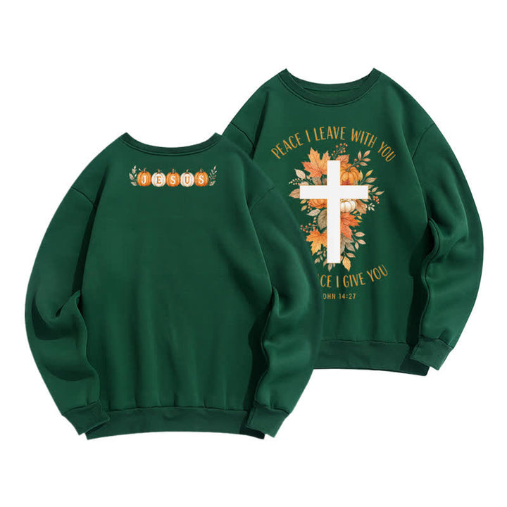 Christianartworkshop Jesus Herbst Kürbis Grafik Kuscheliges Fleece Sweatshirt - Grün - 2XL - image 15
