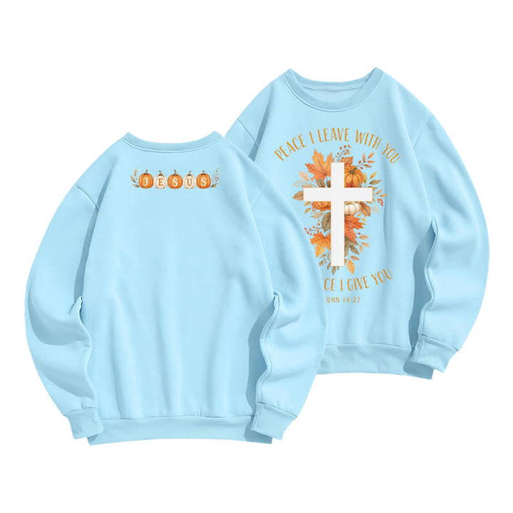 Christianartworkshop Jesus Herbst Kürbis Grafik Kuscheliges Fleece Sweatshirt - Blau - 2XL - image 12