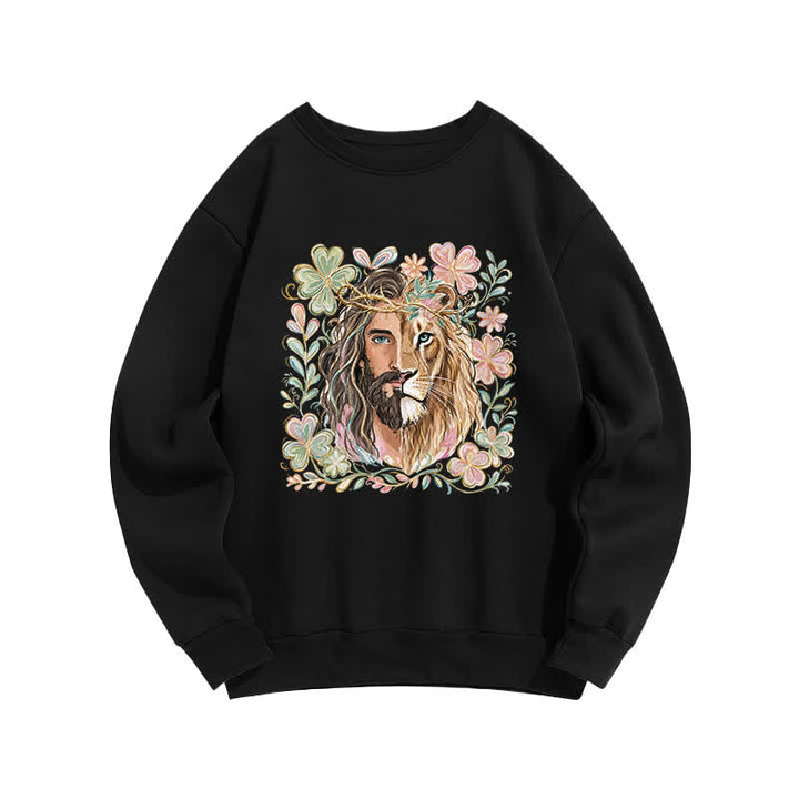 Christianartworkshop Lion of Judah Floral Portrait Crewneck Sweatshirt - Schwarz - 2XL - image 3