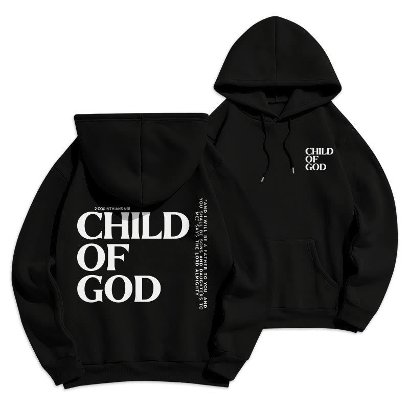 Christianartworkshop Kind Gottes Minimalistischer Statement-Pullover Fleecegefütterter Polyester-Hoodie - Schwarz - 2XL - image 3