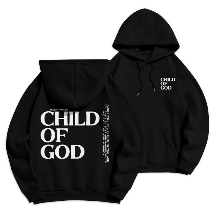 Christianartworkshop Kind Gottes Minimalistischer Statement-Pullover Fleecegefütterter Polyester-Hoodie - Schwarz - 2XL - image 3