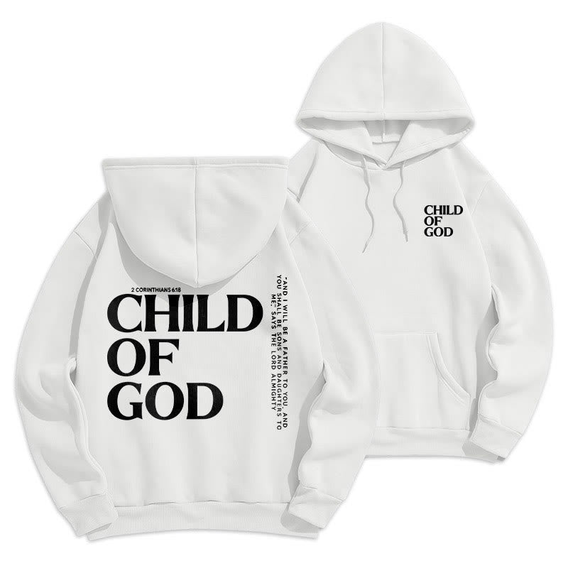 Christianartworkshop Kind Gottes Minimalistischer Statement-Pullover Fleecegefütterter Polyester-Hoodie - Weiß - 2XL - image 0