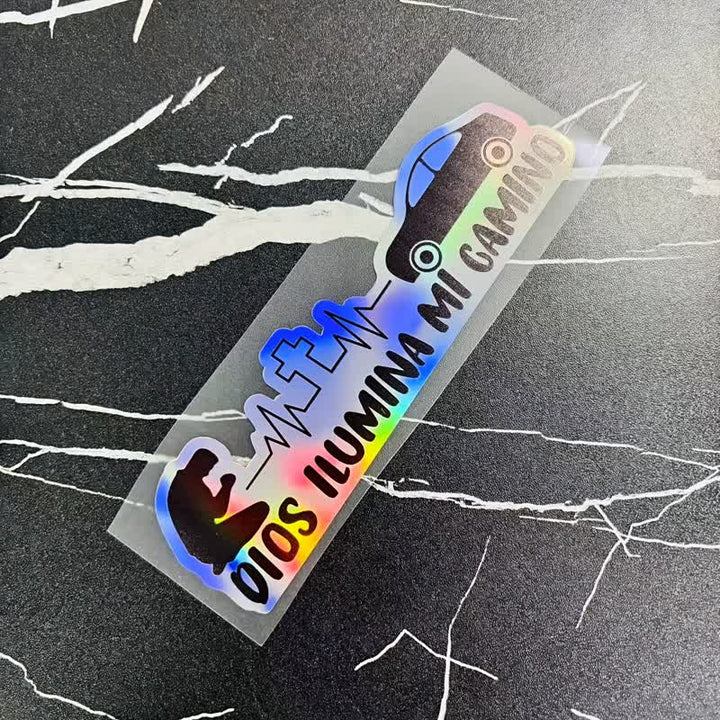 Christianartworkshop Autoaufkleber mit spanischem Segenskreuz und Herzschlagsymbol: Zeichen des sanften göttlichen Lichts - Holografisch - Auto - Set mit 10 Stück - image 10