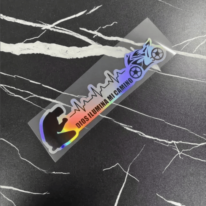 Christianartworkshop Autoaufkleber mit spanischem Segenskreuz und Herzschlagsymbol: Zeichen des sanften göttlichen Lichts - Holografisch - Motor - Set mit 10 Stück - image 8
