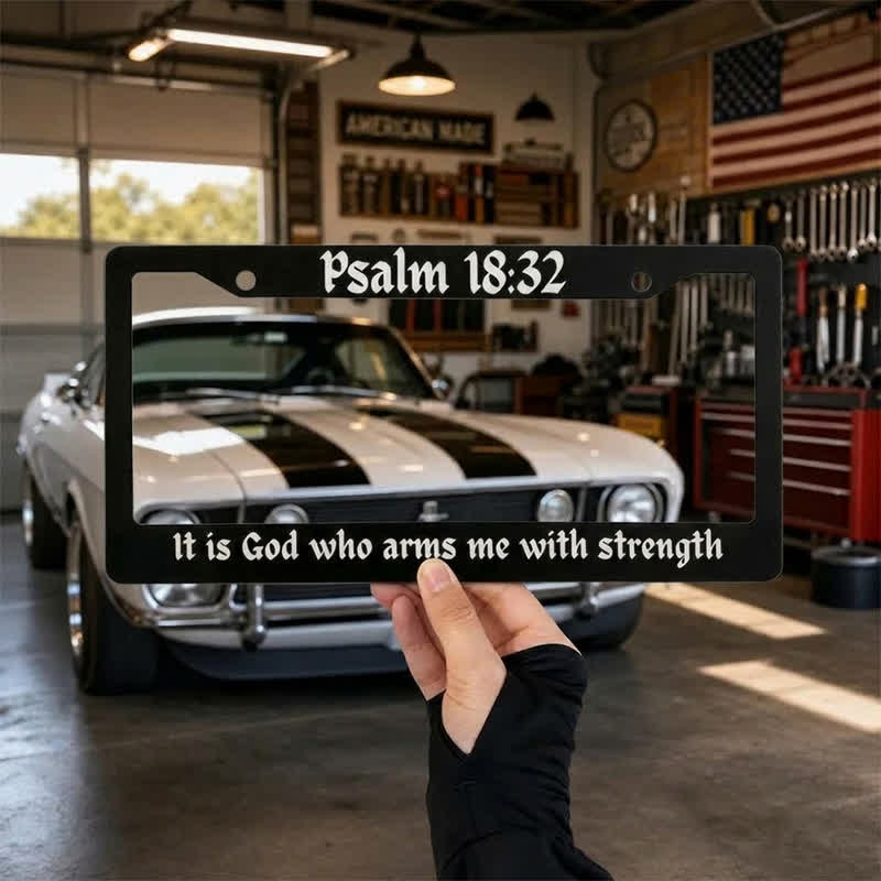 Christianartworkshop Psalm 18,32 Schriftstelle Metallrahmen eines Autos: Symbol der beständigen himmlischen Stärke - image 5