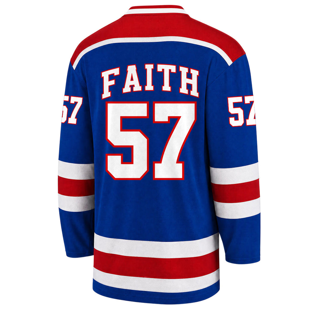 Christianartworkshop Jesus Faith 57 Blau gestreiftes Langarm-Hockeytrikot - image 4