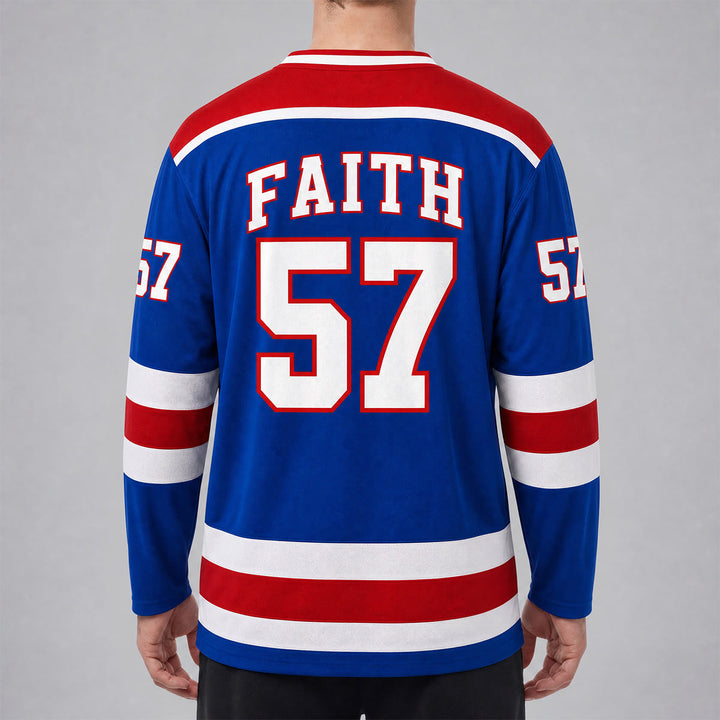 Christianartworkshop Jesus Faith 57 Blau gestreiftes Langarm-Hockeytrikot - image 6