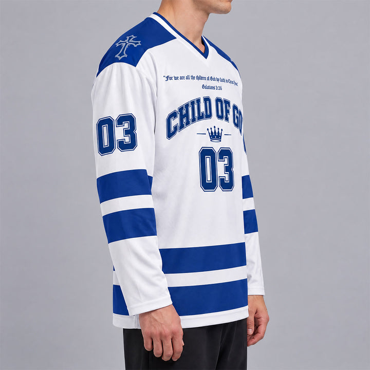 Christianartworkshop Child Of God Jesus Is King Langarm-Hockeytrikot - image 3