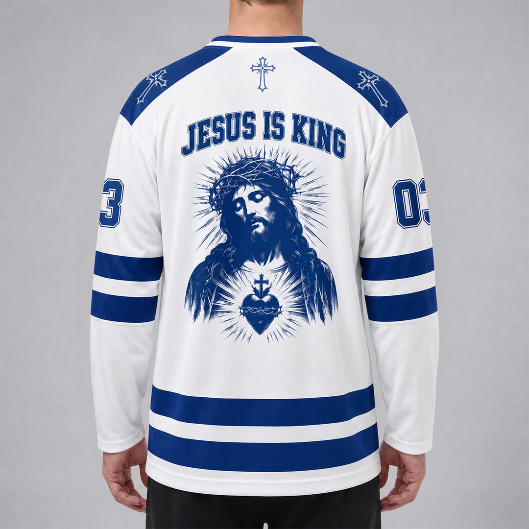 Christianartworkshop Child Of God Jesus Is King Langarm-Hockeytrikot - image 2