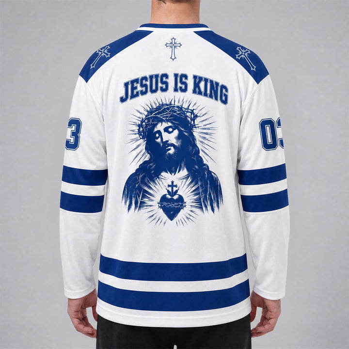 Christianartworkshop Child Of God Jesus Is King Langarm-Hockeytrikot - image 2