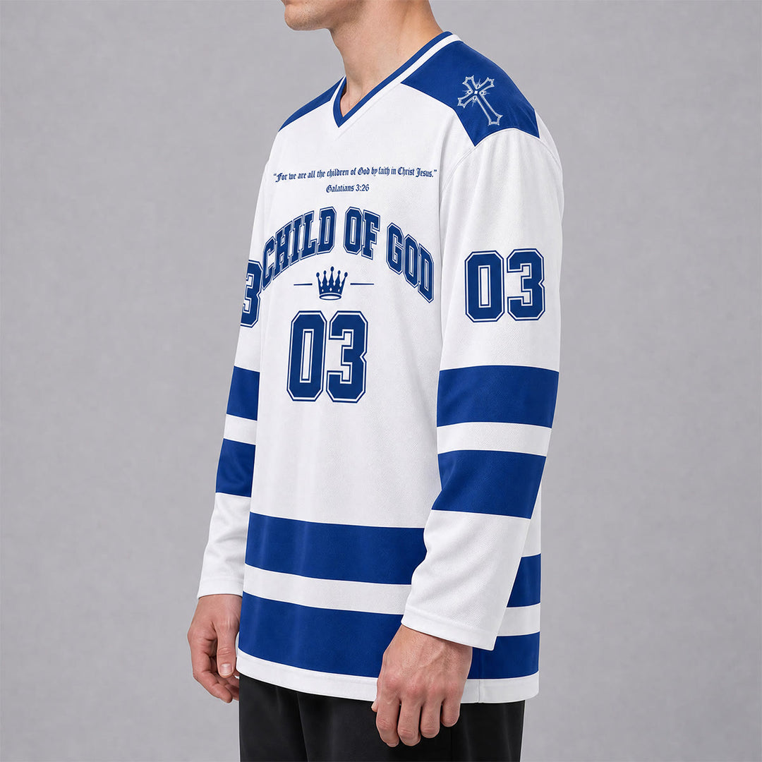 Christianartworkshop Child Of God Jesus Is King Langarm-Hockeytrikot - image 4