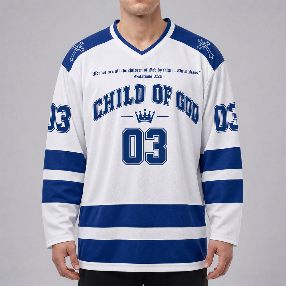 Christianartworkshop Child Of God Jesus Is King Langarm-Hockeytrikot - image 1