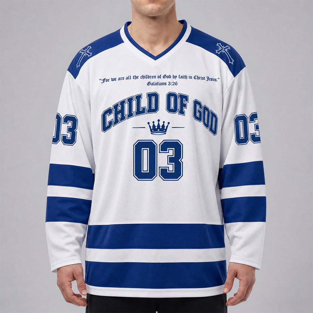 Christianartworkshop Child Of God Jesus Is King Langarm-Hockeytrikot - image 1
