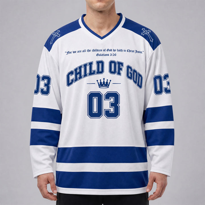 Christianartworkshop Child Of God Jesus Is King Langarm-Hockeytrikot - image 1