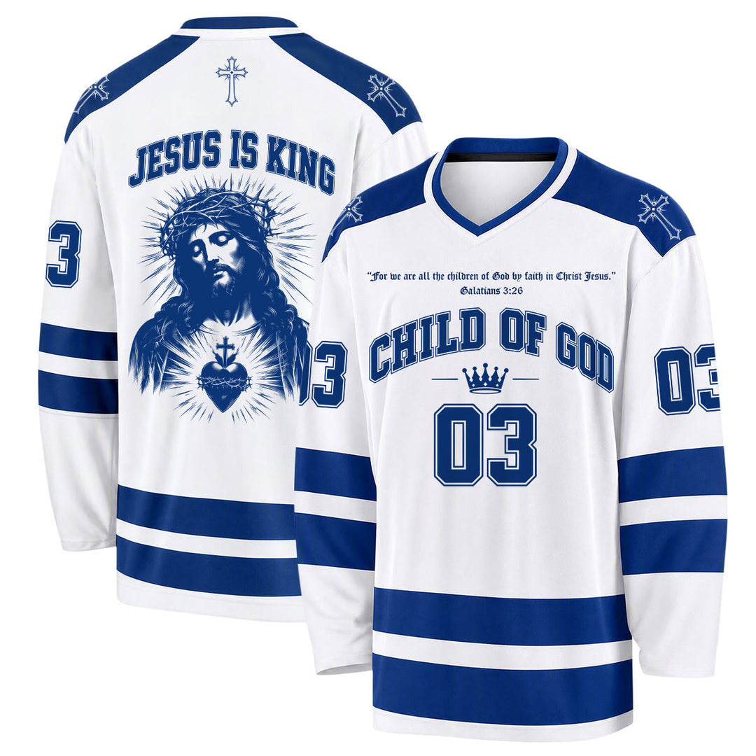 Christianartworkshop Child Of God Jesus Is King Langarm-Hockeytrikot - 5XL - image 0